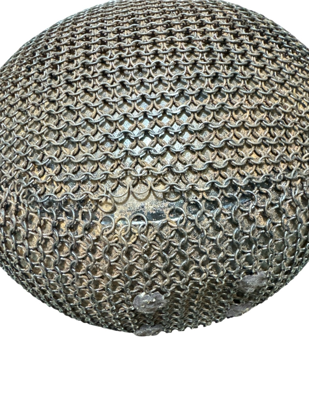 Vintage Large Brutalist Black Metal Chainmail Wrapped Vase Bottle with Stopper - Picture 8 of 8